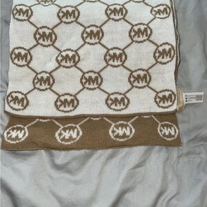 Michael Kors Tan & Cream Reversible “MK” Scarf